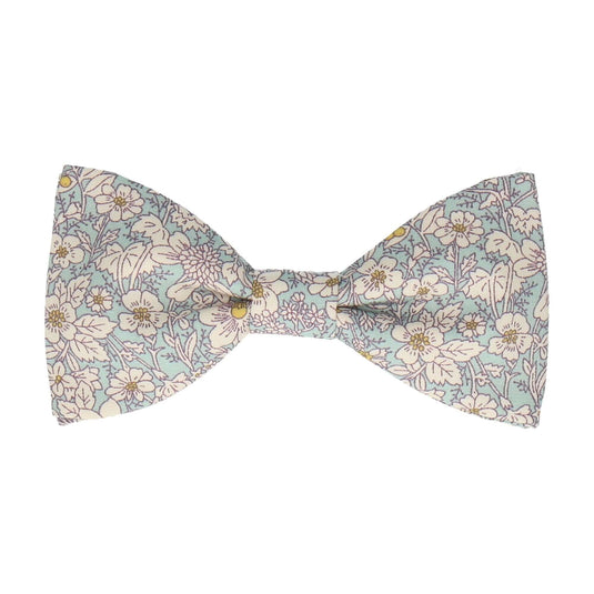 Aqua Blue Floral Cotton Bow Tie - Bow Tie with Free UK Delivery - Mrs Bow Tie