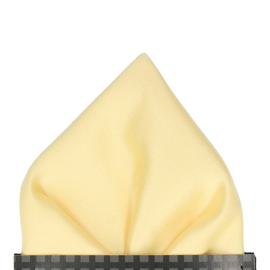 Solid Plain Pastel Yellow Satin Pocket Square - Pocket Square with Free UK Delivery - Mrs Bow Tie