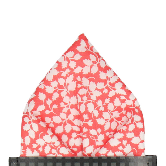 Peach Coral Floral Glenjade Liberty Cotton Pocket Square - Pocket Square with Free UK Delivery - Mrs Bow Tie