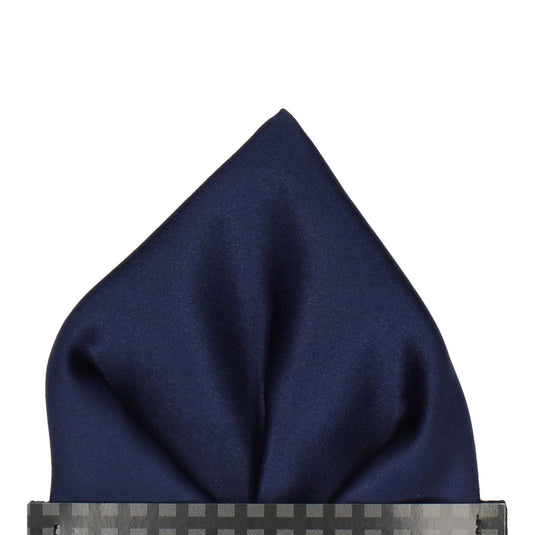 Plain Solid Midnight Navy Satin Pocket Square - Pocket Square with Free UK Delivery - Mrs Bow Tie