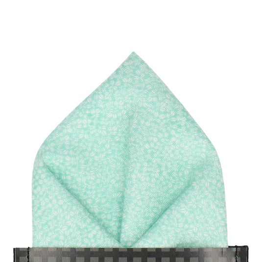 Seafoam Green Tiny Petal Cotton Pocket Square - Pocket Square with Free UK Delivery - Mrs Bow Tie
