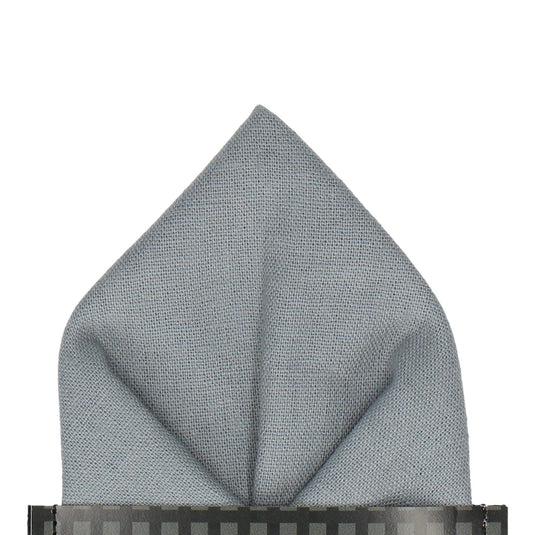 Dusty Blue Brushed Linen Pocket Square - Pocket Square with Free UK Delivery - Mrs Bow Tie