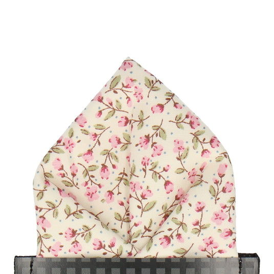 Pink & Vintage White Ditsy Floral Pocket Square - Pocket Square with Free UK Delivery - Mrs Bow Tie