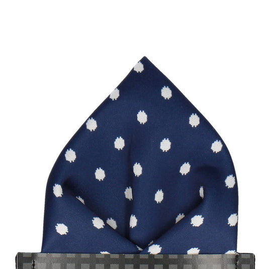 Navy Blue & White Glitch Polka Dot Pocket Square - Pocket Square with Free UK Delivery - Mrs Bow Tie