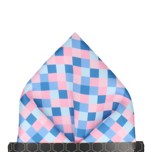 Blue & Pink Pixel Block Pattern Pocket Square - Pocket Square with Free UK Delivery - Mrs Bow Tie