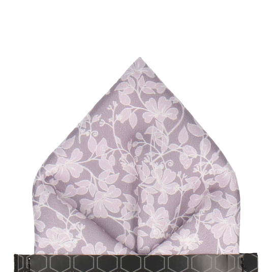 Silver Lavender Vine Wedding Floral Pocket Square - Pocket Square with Free UK Delivery - Mrs Bow Tie