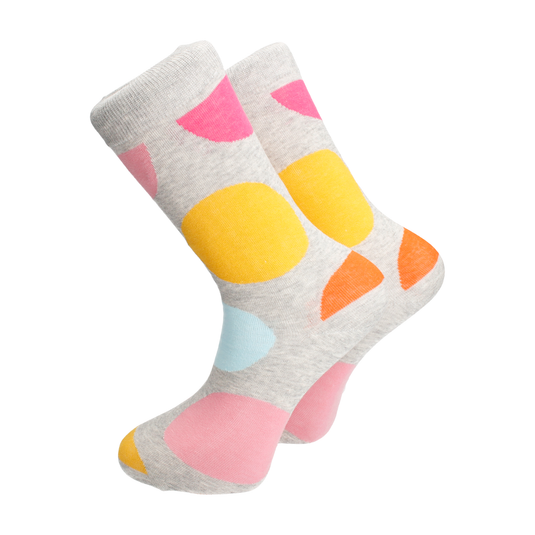 Large Neon Polka Dot Marl Grey Combed Cotton Socks