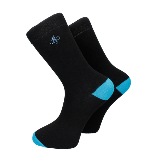 Turquoise Tip Black Socks - Socks with Free UK Delivery - Mrs Bow Tie