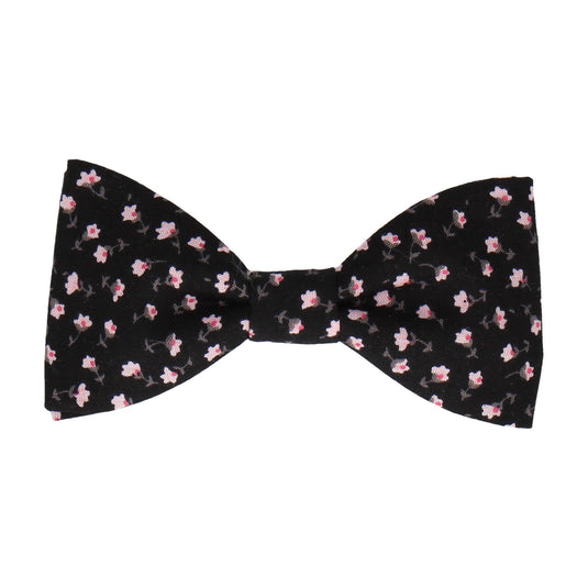 Pink Ditsy Flower Black Bow Tie - Bow Tie with Free UK Delivery - Mrs Bow Tie