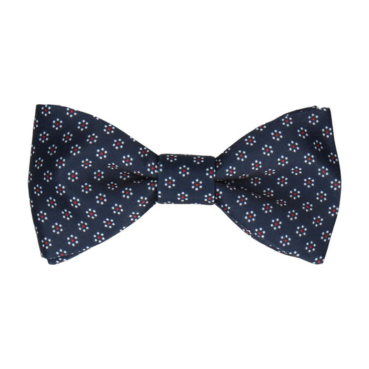 Navy Blue, Red & White Polka Floral Bow Tie - Bow Tie with Free UK Delivery - Mrs Bow Tie