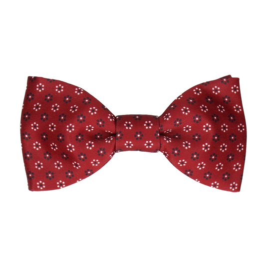 Burgundy Red Polka Floral Bow Tie - Bow Tie with Free UK Delivery - Mrs Bow Tie
