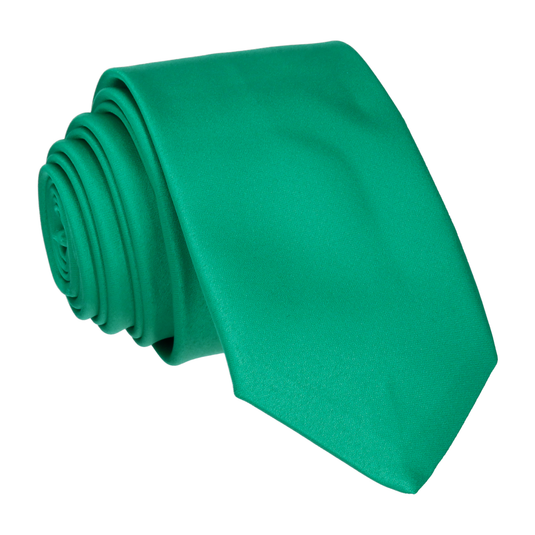 Plain Solid Emerald Green Satin Tie - Tie with Free UK Delivery - Mrs Bow Tie