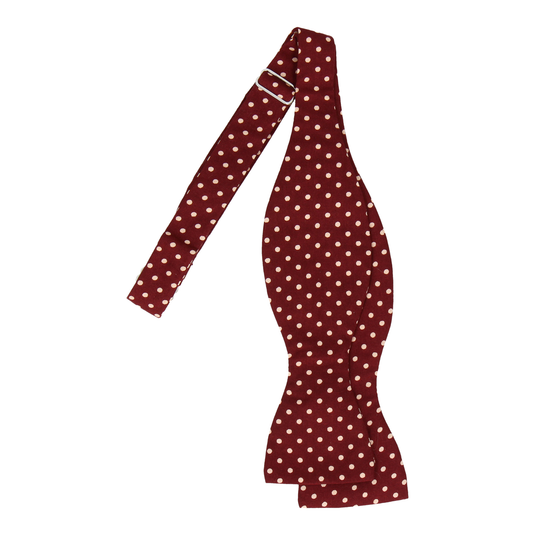 Burgundy Red Polka Dots Cotton Bow Tie - Bow Tie with Free UK Delivery - Mrs Bow Tie