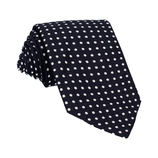 Navy Blue Polka Dots Cotton Tie - Tie with Free UK Delivery - Mrs Bow Tie