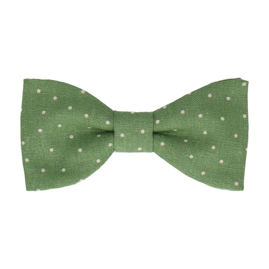 Green Dots Cotton Linen Bow Tie - Bow Tie with Free UK Delivery - Mrs Bow Tie