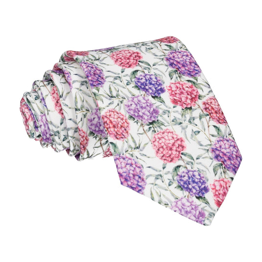 Pink & Purple Hydrangea Floral Tie - Tie with Free UK Delivery - Mrs Bow Tie