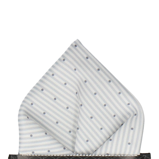 Light Grey Dot Nautical Stripe Pocket Square - Pocket Square with Free UK Delivery - Mrs Bow Tie