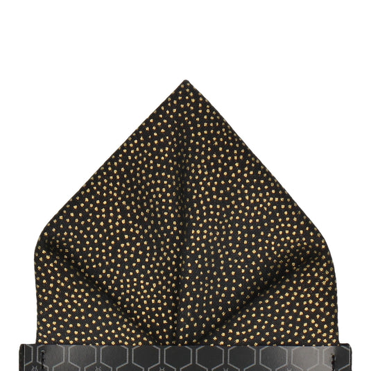 Gold Metallic Dots Black Pocket Square - Pocket Square with Free UK Delivery - Mrs Bow Tie
