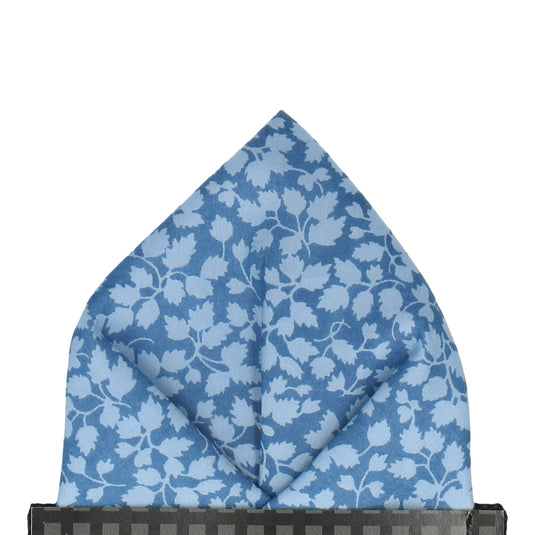 Blue Floral Glenjade Liberty Cotton Pocket Square - Pocket Square with Free UK Delivery - Mrs Bow Tie