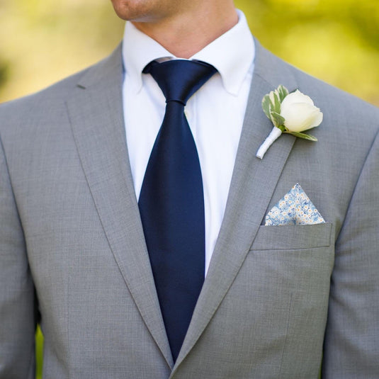 Light Blue Small Flower Mitsi Valeria Liberty Pocket Square - Pocket Square with Free UK Delivery - Mrs Bow Tie