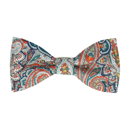 Teal & Orange Paisley Tessa Liberty Cotton Bow Tie - Bow Tie with Free UK Delivery - Mrs Bow Tie