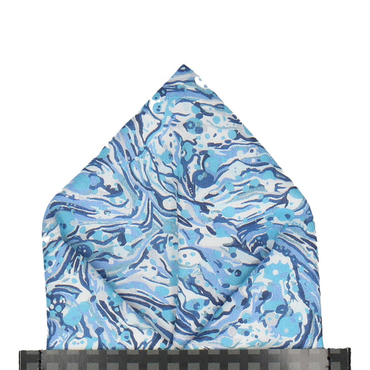 Blue Marble Peaks Liberty Cotton Pocket Square - Pocket Square with Free UK Delivery - Mrs Bow Tie