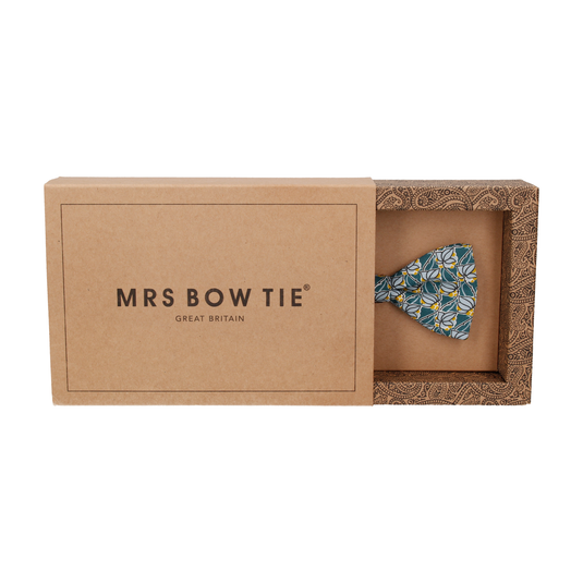 Teal Floral Tile Mosaic Liberty Bow Tie - Bow Tie with Free UK Delivery - Mrs Bow Tie