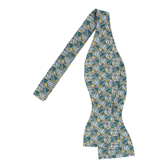 Teal Floral Tile Mosaic Liberty Bow Tie - Bow Tie with Free UK Delivery - Mrs Bow Tie