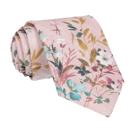 Dusty Pink Watercolour Asian Floral Tie - Tie with Free UK Delivery - Mrs Bow Tie