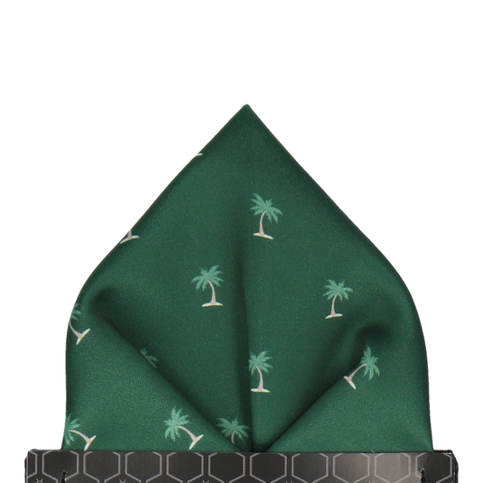 Palm Trees Dark Green Pocket Square - Pocket Square with Free UK Delivery - Mrs Bow Tie