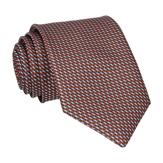 Blue & Orange Mini Weave Tie - Tie with Free UK Delivery - Mrs Bow Tie