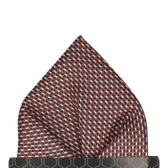 Blue & Orange Mini Weave Pocket Square - Pocket Square with Free UK Delivery - Mrs Bow Tie