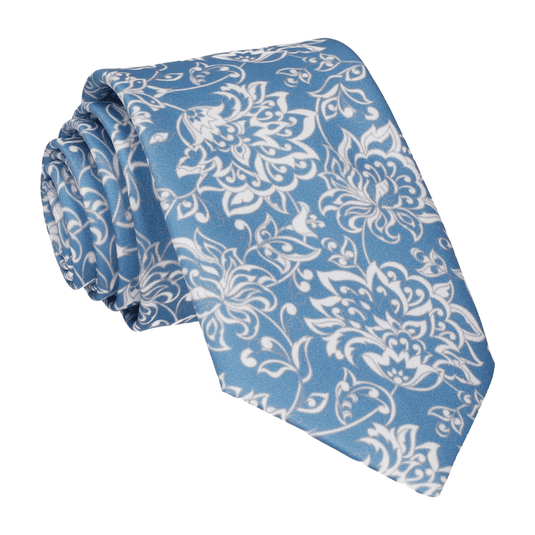 Air Force Blue Vintage Floral Tie - Tie with Free UK Delivery - Mrs Bow Tie