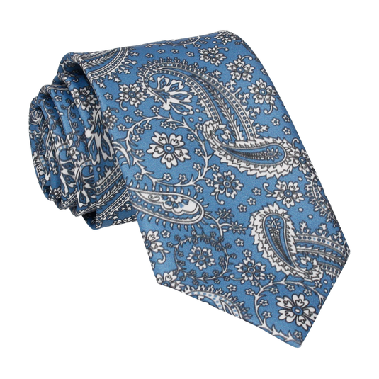 Regal Blue Floral Paisley Tie - Tie with Free UK Delivery - Mrs Bow Tie