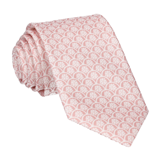 Pink Rose Lotus Fans Tie - Tie with Free UK Delivery - Mrs Bow Tie
