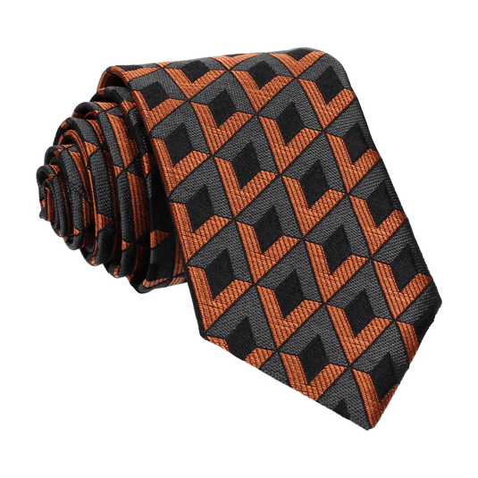 Black & Copper Art Deco Tie - Tie with Free UK Delivery - Mrs Bow Tie