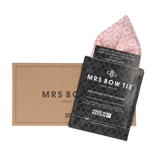 Pink & White Geo Floral Pattern Pocket Square - Pocket Square with Free UK Delivery - Mrs Bow Tie