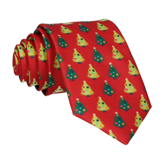 Christmas Trees Red Tie - Tie with Free UK Delivery - Mrs Bow Tie