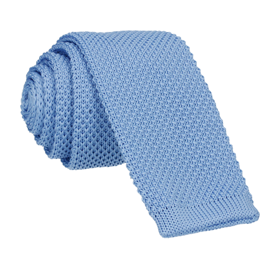 Cornflower Blue Knitted Tie - Tie with Free UK Delivery - Mrs Bow Tie