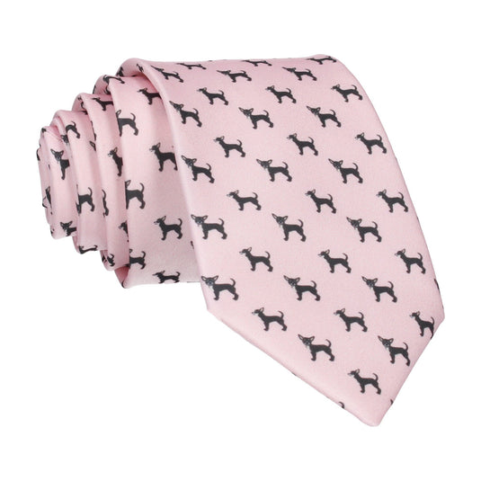 Chihuahua Print Pink Tie - Tie with Free UK Delivery - Mrs Bow Tie