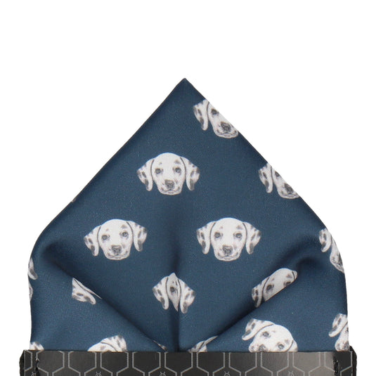Dalmation Face Navy Blue Pocket Square - Pocket Square with Free UK Delivery - Mrs Bow Tie