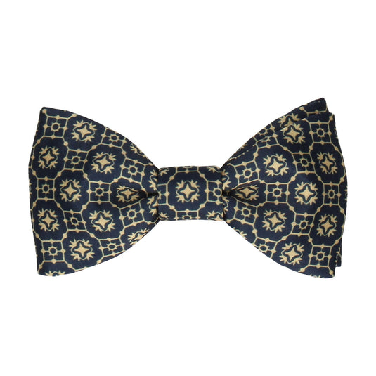 Navy & Gold Minimalist Moroccan Print Bow Tie - Bow Tie with Free UK Delivery - Mrs Bow Tie