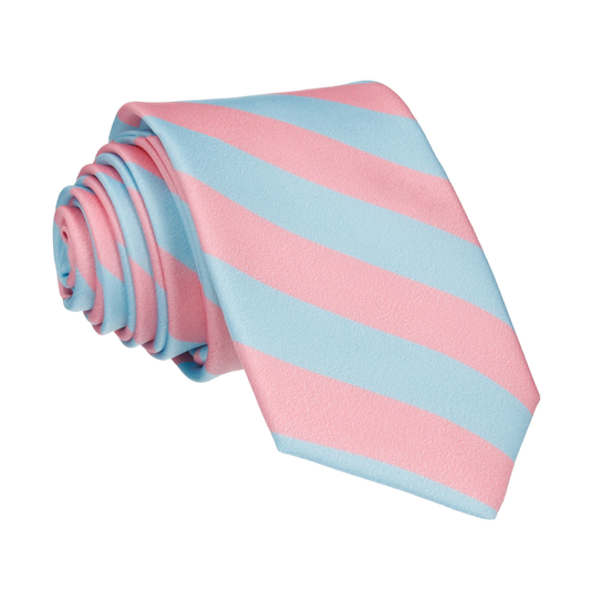 Pink & Light Blue Chunky Stripe Tie - Tie with Free UK Delivery - Mrs Bow Tie