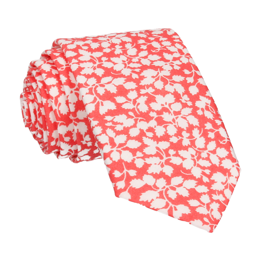 Peach Coral Floral Glenjade Liberty Cotton Tie - Tie with Free UK Delivery - Mrs Bow Tie