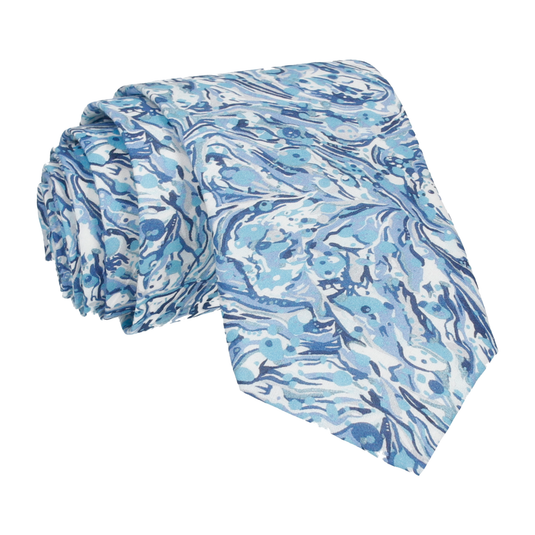 Blue Marble Peaks Liberty Cotton Tie - Tie with Free UK Delivery - Mrs Bow Tie