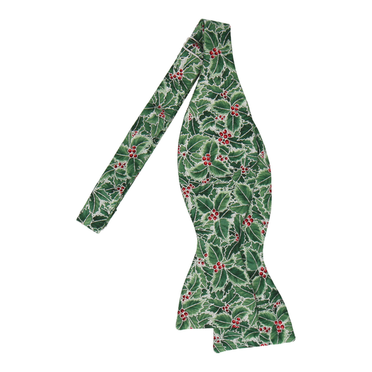 Green Christmas Holly Bow Tie - Bow Tie with Free UK Delivery - Mrs Bow Tie