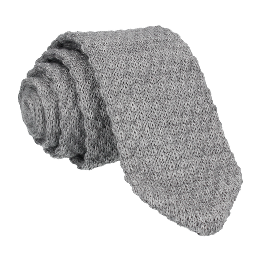 Dove Grey Point Wool Knitted Tie - Tie with Free UK Delivery - Mrs Bow Tie