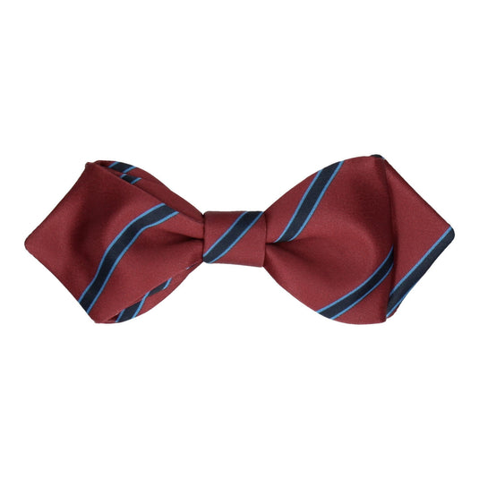Damson Red & Navy Regimental Stripe Bow Tie - Bow Tie with Free UK Delivery - Mrs Bow Tie