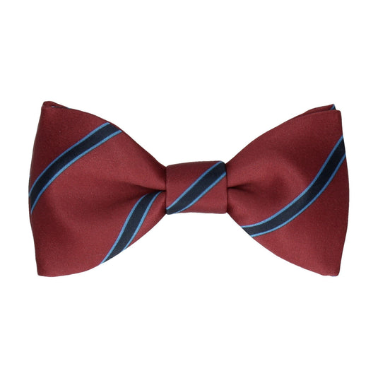 Damson Red & Navy Regimental Stripe Bow Tie - Bow Tie with Free UK Delivery - Mrs Bow Tie