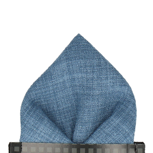 Blue Textured Cotton Linen Pocket Square - Pocket Square with Free UK Delivery - Mrs Bow Tie